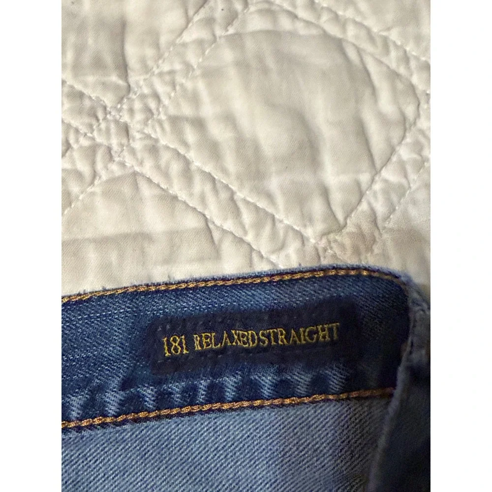 Lucky Brand 181 Relaxed Straight Mens Blue Distressed Denim Jeans 33x34